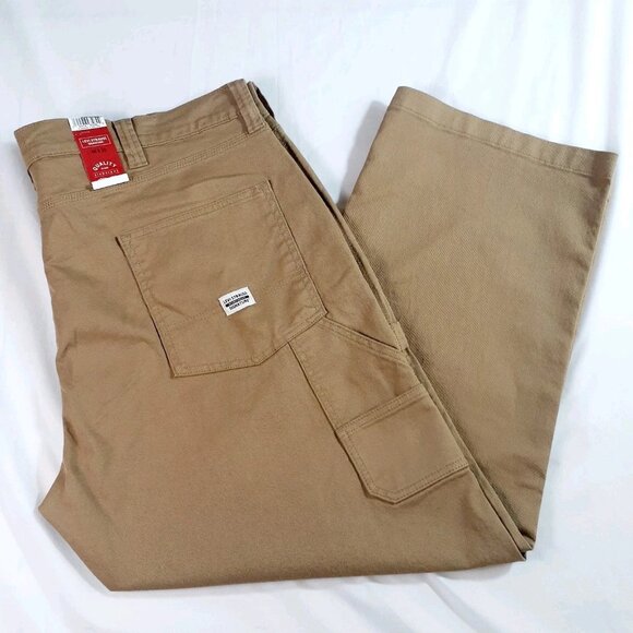Levi Strauss Signature Jeans Mens 44 x 30 Carpenter Khaki Work Wear Hammer Loop - Picture 1 of 15